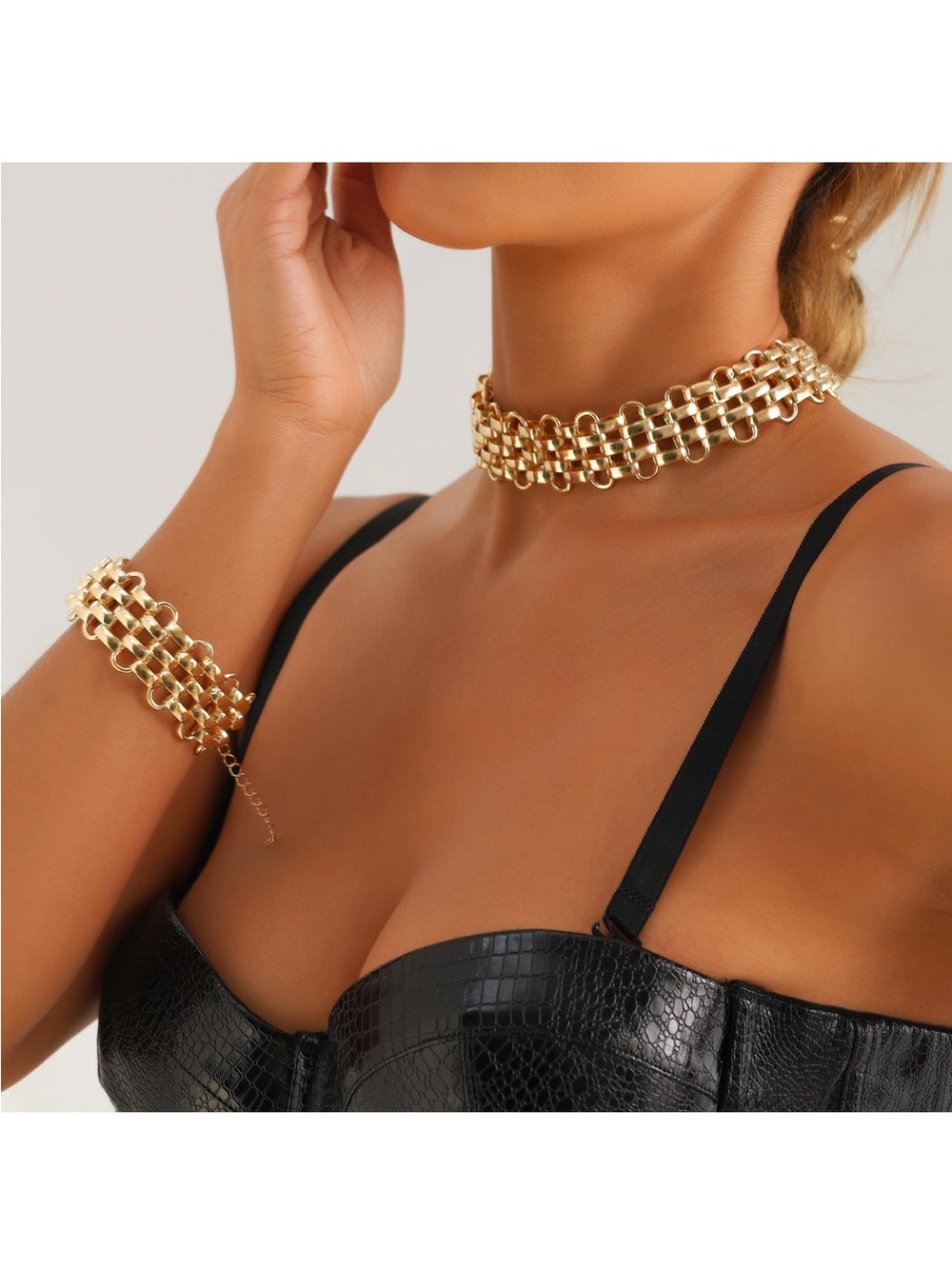 Choker Set, Thick Punk Necklace, 2 Piece Jewelry for Women